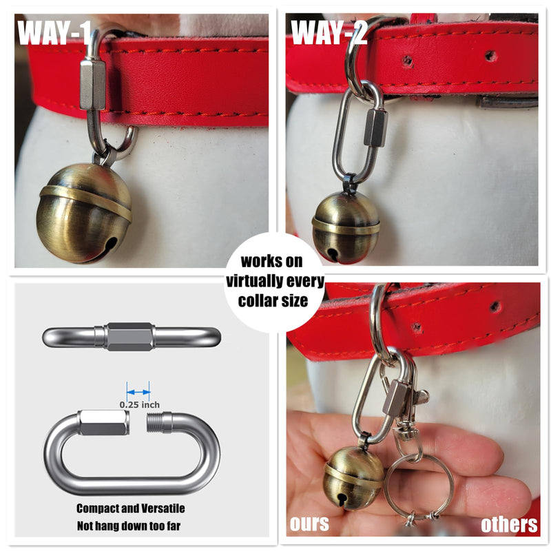 2 Extra Loud Dog and Cat Bells, Copper Collar Bell with Quick Link for Pet Tracking - BeesActive Australia