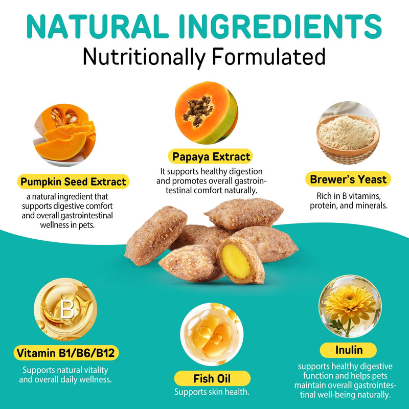 30 Chews Natural Prevention Chew for Cats–Chicken Flavor Cat Chewables with Skin & Coat Support– Prevention Supplement with Multivitamin for All Ages Pets