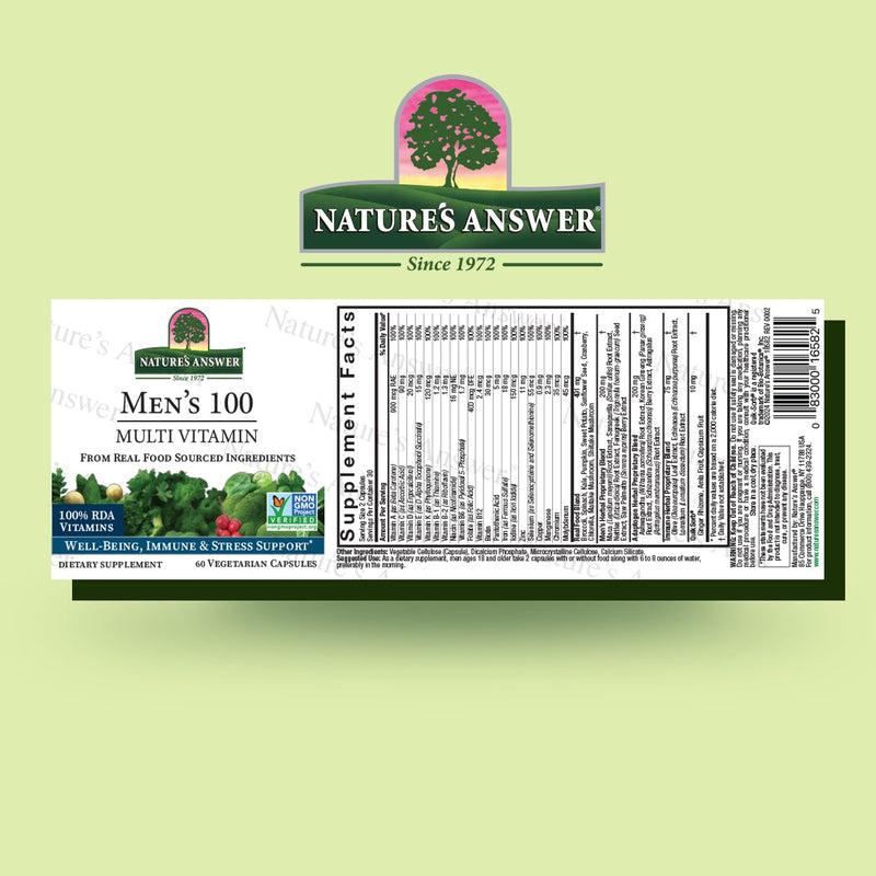 Nature's Answer Men's 100, Multivitamin, 60 Vegetarian Capsules