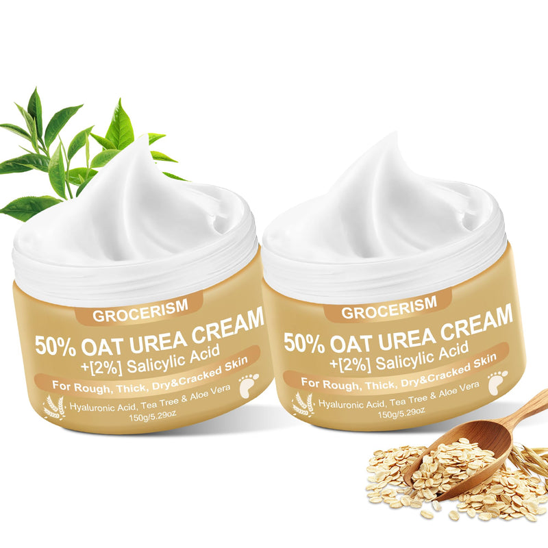 Urea Cream 50 Percent for Feet 10.58 oz with Oat and 2% Salicylic Acid, Foot & Hand Cream included Hyaluronic Acid, Tea Tree and Aloe Vera for Deep Moisturizing, Callus Removing (Upgraded Formula) Oat-Mild 10.58 Ounce (Pack of 1) - BeesActive Australia