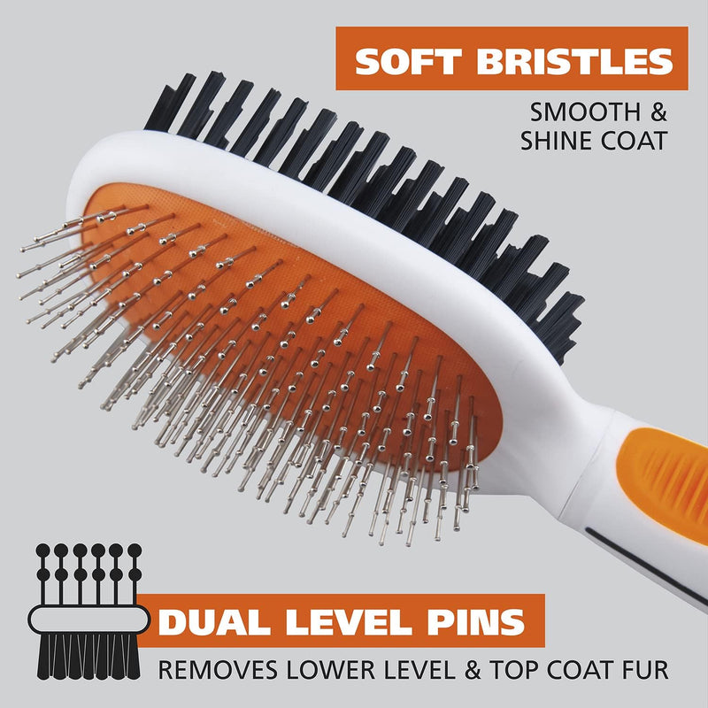 Wahl Premium Pet Double Sided Pin Bristle Brush with Patented Stacked Pin Design for Dogs - Removes Loose Hair & Stimulates the Skin while Creating a Soft Coat Shine - Model 858501 Orange 1 Count (Pack of 1) - BeesActive Australia