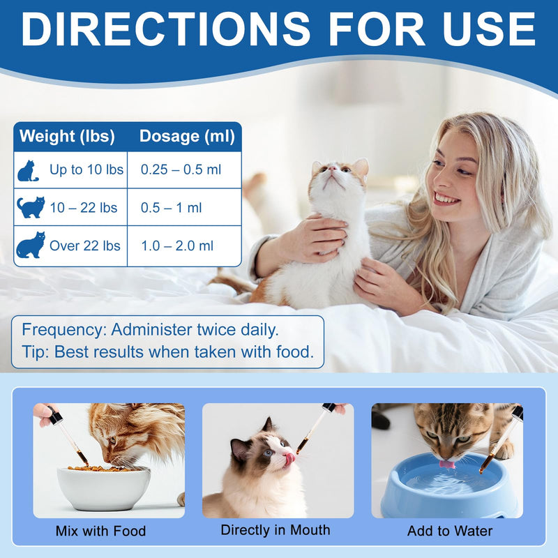 Thyroid Support for Cats, Cat Weight Gainer, Feline Metabolic Health Supplement, with Bugleweed, Lemon Balm & Motherwort - 2 oz Liquid Formula
