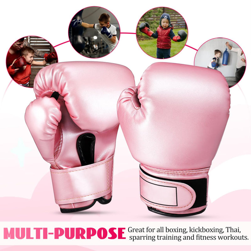 Veemoon Boxing Gloves for Kids 3-10 Years, Boys and Girls Boxing Training Gloves Children Kickboxing Practice Equipment - Sponge Endomor Phprotection - Sparring Kickboxing Thai Mitts MMA, Pink