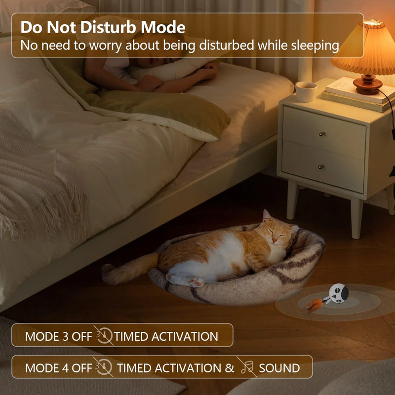 ORSDA Cat Toys, Interactive Cat Toys for Indoor Cats Automatic Moving Ball Bird for Bored Indoor Adult Cat Kitten Toys Ball, Motion Activated Fast Moving Chirping Stimulating Light Cats Toys, 2 Tails White - BeesActive Australia