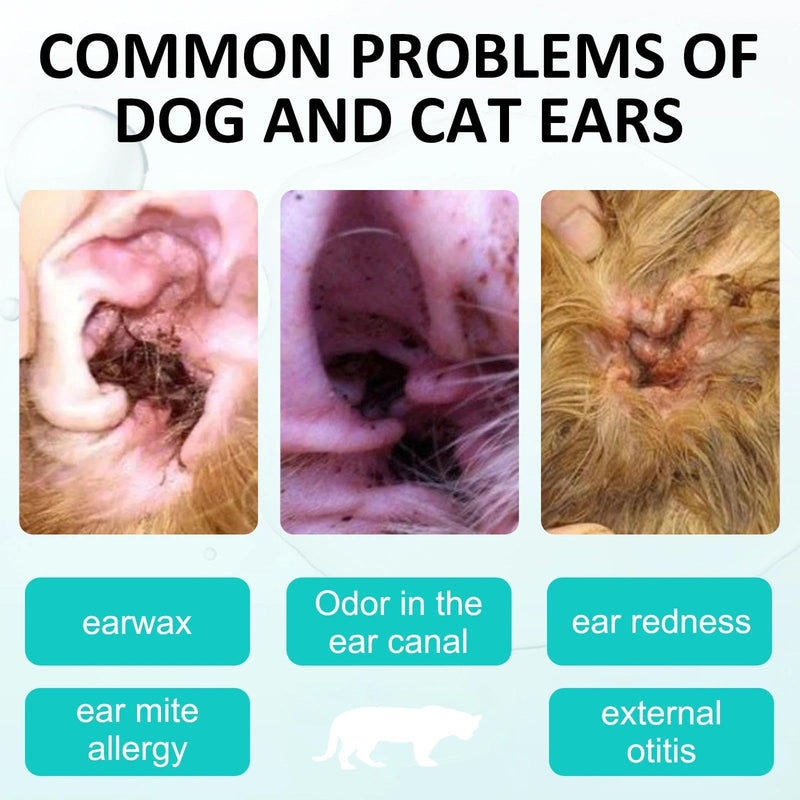 Dog Ear Cleaner,Removes Dirt, Grease, Earwax Buildup And Unpleasant Odors. Safe And Mild, Suitable for Daily Cleaning of Dogs.