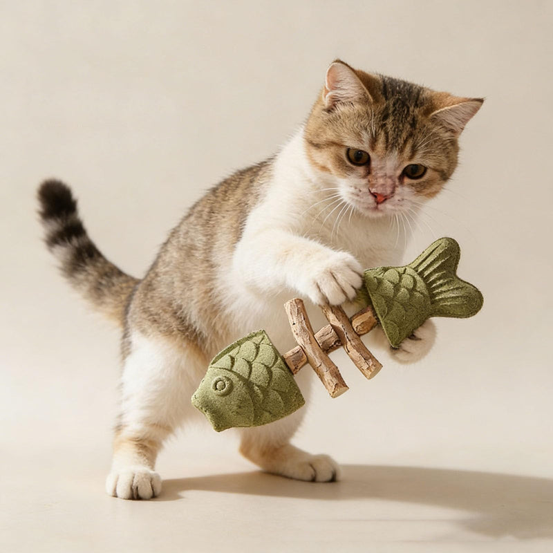 Purrident - Fix Cat Dental Health - Natural Dental Chew for Cats, Fishbone Shape Cat Teething Toy with Catnip, Durable Feline Tooth Care Tool for Indoor & Adult Cats (3CPS-C) 3CPS-C