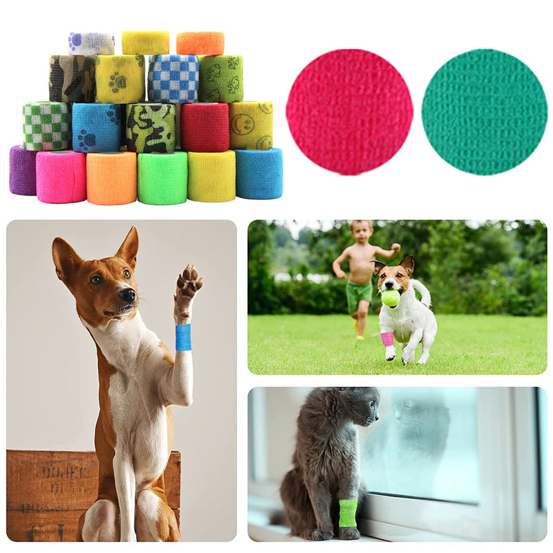 24 Roll Vet Wrap Bandages for Dogs Horses 2 Inch*5Yard Cohesive Medical Tape Self Adhesive Tape Flex Leg Wrap Adherent Non-Woven for Dog Cat Horse Pet Animals 24Rolls 2Inchx5yard-A - BeesActive Australia