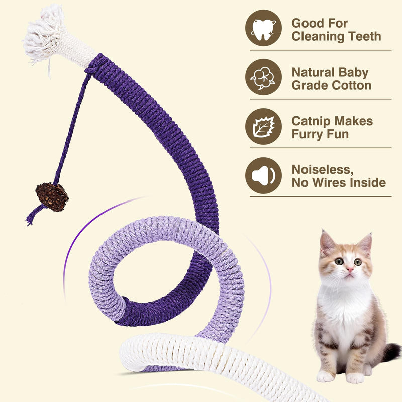 Cat Toys Chew Ropes Toys, 3 Pcs 27.9 Inches Interactive Catnip Toys for Indoor Cats, Kitten Teeth Cleaning Chew Toys for Dental Care - BeesActive Australia