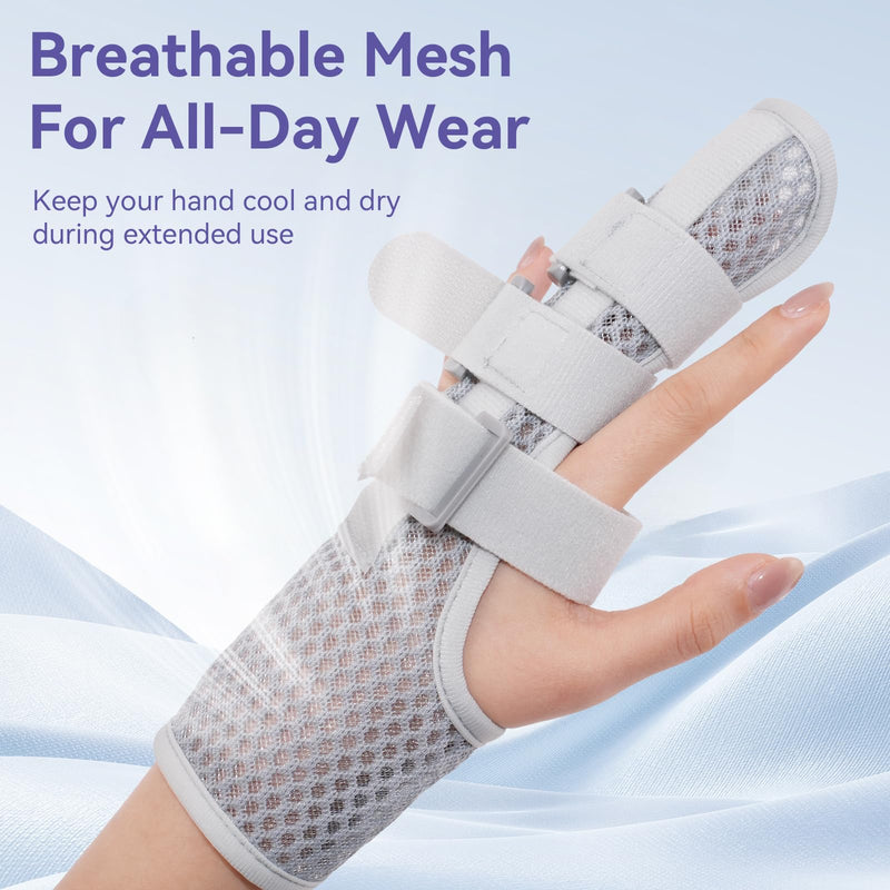 Double Trigger Finger Splint, Aluminum Finger Brace Joint Stabilizer, Adjustable Hand Brace with Finger Support for Broken Fingers, Sprains, Mallet Injury, Arthritis(Ultra-Slim) Double Trigger Finger Splint