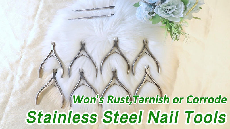20 Pcs Cuticle Pusher Tools, Professional Dual Sided Stainless Steel Cuticle Trimmer & Remover for Toenails and Fingernails, Manicure Pedicure Tool for Gel Polish Removal