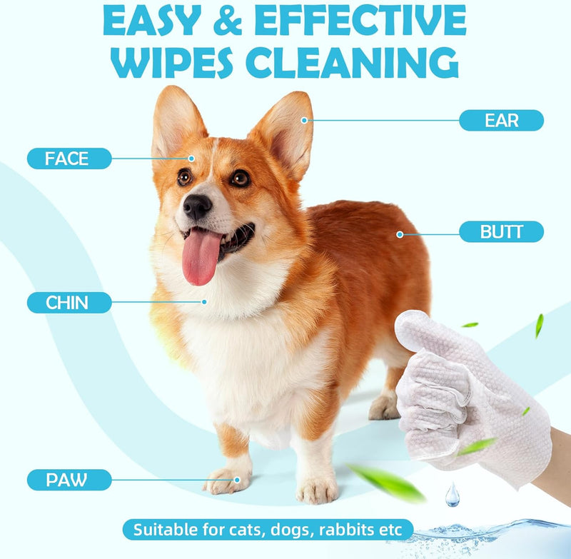Pet Cleaning Glove Wipes for Dogs & Cats, Cleaning & Deodorizing Grooming Bathing Gloves, Nourish Cat Dog Fur Glove Wipes for Dry Cleaning, Daily Care and Travel No-Rinse 10PCS - BeesActive Australia