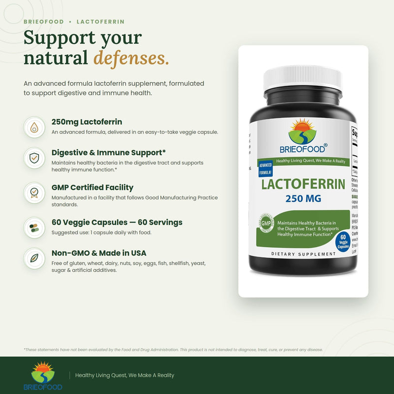 Brieofood Lactoferrin 250 mg 60 Veggie Capsules
