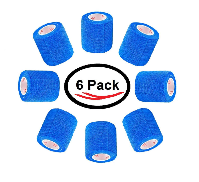 Prairie Horse Supply Vet Wrap Tape Bulk, Self Adherent Wrap Tape Self Adhering Stick Bandage, Self Grip Roll 2 inches Wide x 15 Feet Long 6 Rolls - Blue - BeesActive Australia