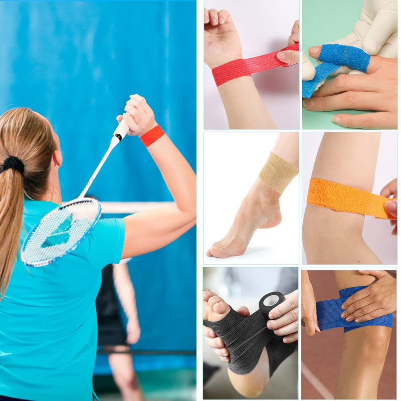 12 rolls of self-adhesive bandage, 2.5 cm x 4.5 m, self-adhesive bandage, elastic fixing bandage, adhesive bandage, self-adhesive for sports, hand, arm, foot, joint finger (colourful) - BeesActive Australia