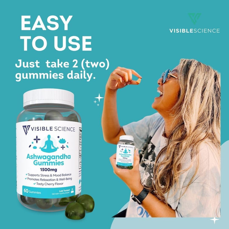 Ashwagandha Gummies, 1500mg, Cherry Flavor, 60 Count