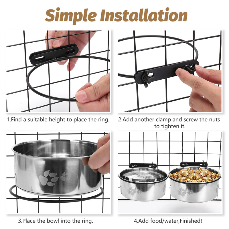 2 Pack Dog Crate Bowl, Metal Dog Water Food Bowl No Spill,Hanging Dog Bowls for Kennel,Dog Crate Water Feeder,Stainless Steel Kennel Dog Bowls Mountable for Dogs Cats Bunny Ferret Bird M(6.3x2.5"&5.5x2.4") - BeesActive Australia