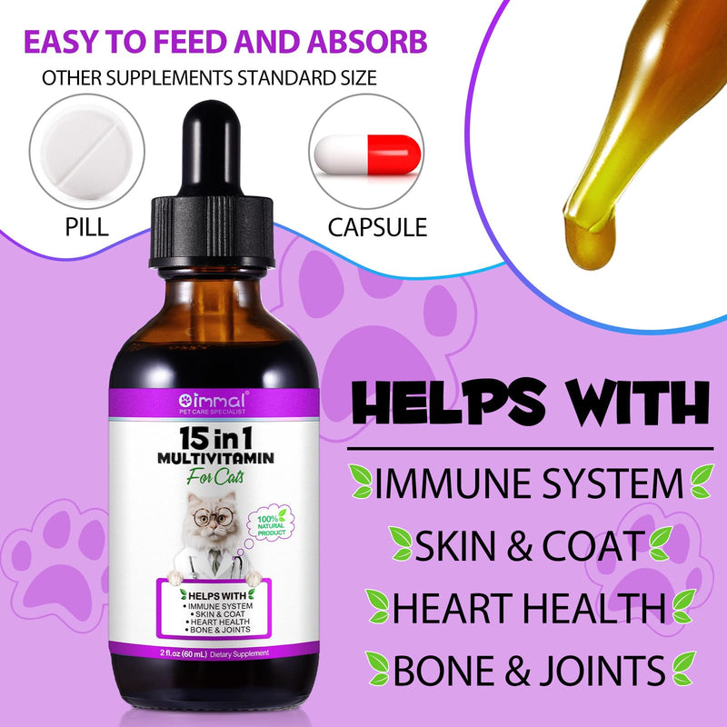 15-in-1 Cat Multivitamin Drops, Vitamins and Supplements for Cats - Liquid multivitamins for cats support immune health, hip and joint health - BeesActive Australia