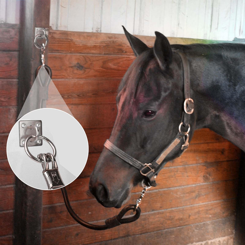 Tie Ring Plate,Wall Mounted Block Tie Ring Horse Hitching Ring with Screws for Horse Stall Stable Tack Room and Barn - BeesActive Australia