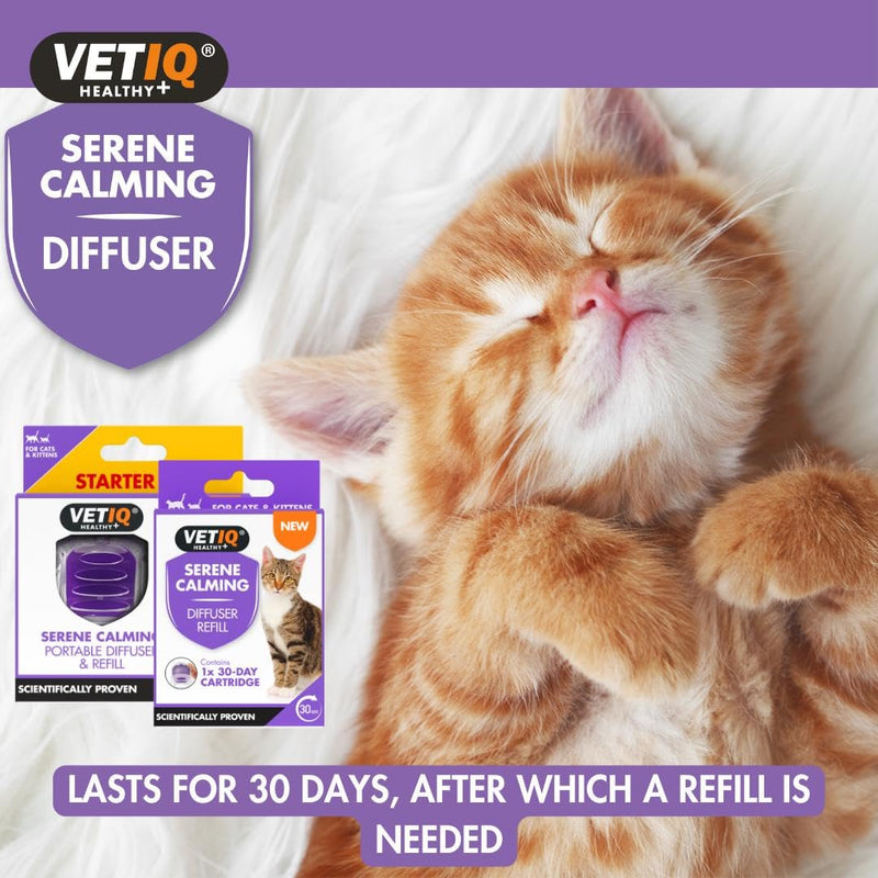 VETIQ Serene Calming Refill For Use With Portable Diffuser For Cats & Kittens, Help Calm, Relax, and Ease Separation Anxiety, Anxiousness or Hyperactivity, 6 ml Refill (Pack of 1) Diffuser Refill Only