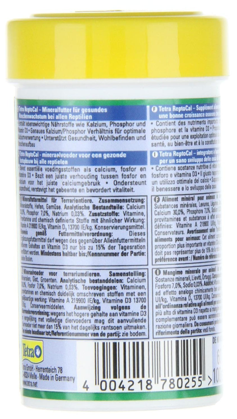 Tetra ReptoCal - mineral food for healthy bone growth in powder form for all reptiles, 100 ml can - BeesActive Australia