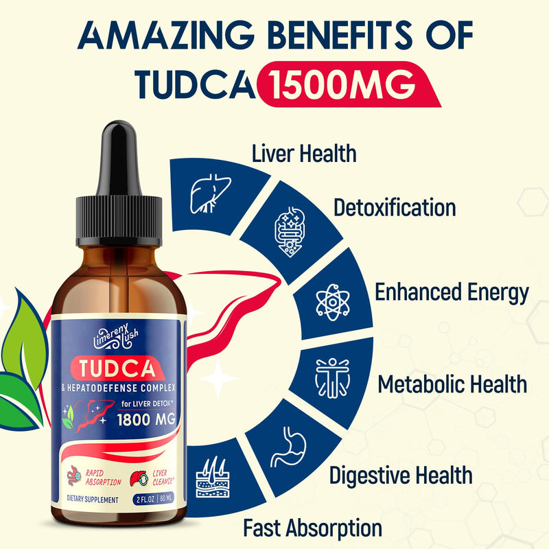TUDCA Liver Support Drops 1800mg - Powerful Liver Supplement with Bile Salts, NAC, Schisandra and Dandelion, Liver Cleanse Detox & Repair - Fast-Absorbing, Sugar-Free, Alcohol-Free ‚Äì 2 Fl.Oz 2 Fl Oz (Pack of 1)
