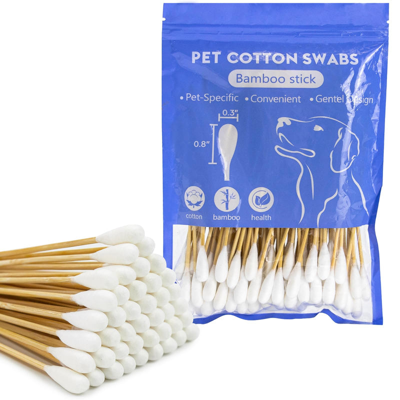 6 Inch Large Cotton Swabs for Dog Ear Cleaning - Extra Long Handle Dog Ear Swabs, Soft & Absorbent Big Cotton Tips, Perfect for Pet Care & Daily Grooming (100 Pcs) 1 pack 100 pcs