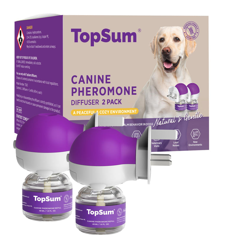 TopSum Dog Calming Plug In: Premium Dog Calming Kit - Calming For Dogs Fireworks - Calming Plug Ins For Dogs - Pheromone Diffuser For Dogs, 2 Pack (Light Purple) Light Purple