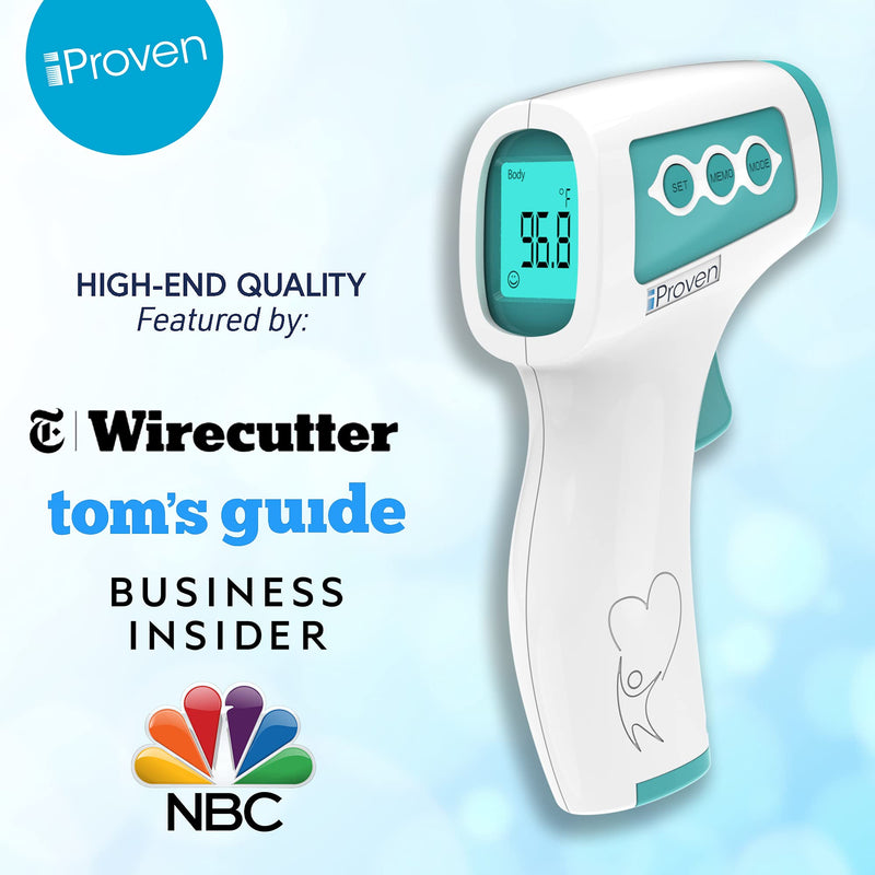 Infrared Forehead Thermometer for Adults and Infants, Touchless iProven Thermometer, 1sec Instant Accurate Readings, 3 in 1 Including Fever Alarm, Silent & Memory Mode Green