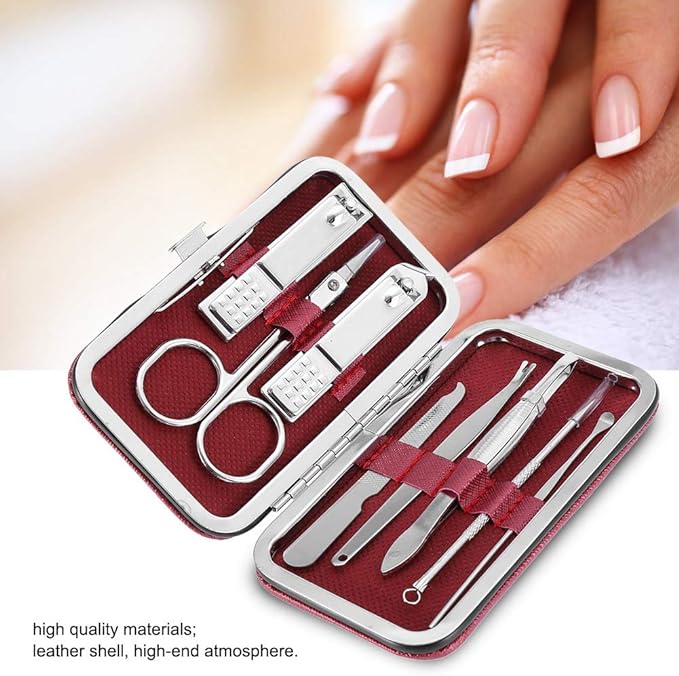 Etiquette Set, Grooming Set, Stainless Steel, Cutter, Nail File, Earpick (Red) - BeesActive Australia