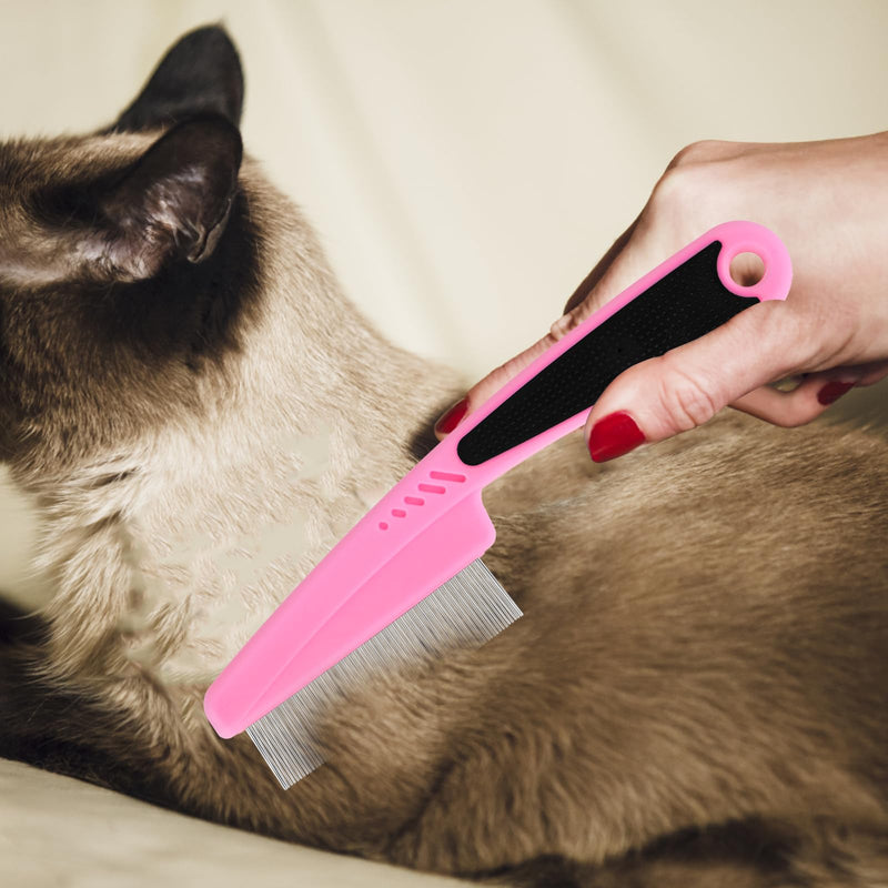 Molain Cat Dog Flea Comb, 4 Pieces Pet Tear Stain Remover Comb Set Pet Dog Cat Grooming Comb (Pink) Pink - BeesActive Australia