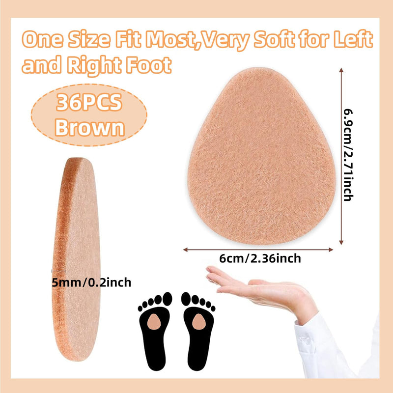 48PCS Shaped Felt Callus Pads Metatarsal Pads Forefoot Foot Pads Pain Relief Foot Cushion Keep Protecting Calluses from Rubbing on Shoes Adhesive Pads for Men and Women Brown-48pcs - BeesActive Australia