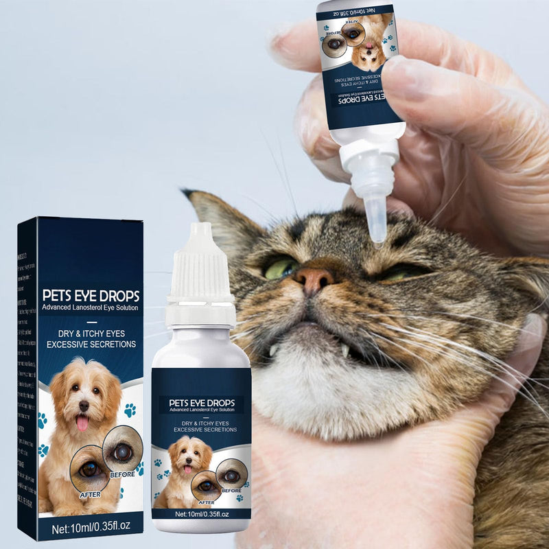 Pet Eye Drops,Pet Eye Drops For Cats And Dogs To Remove,Lubricating Eye Drops for Pet,Tear Stain Remover For Dogs & Cats,Eye Itching Relief Potion for Pets,Care And Cleaning Around The Eyes,10 ml
