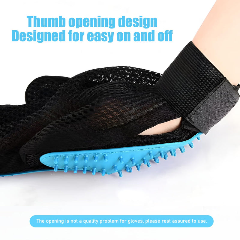 ZSMJAER pet glove cat brush glove, suitable for grooming dogs, cats and cleaning Pet Grooming Brush Glove has a massaging effect (light blue) light blue - BeesActive Australia