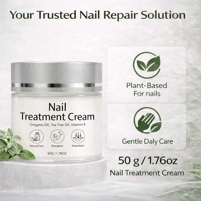 Nail Treatment Cream, Nail Repair Cream for Damaged, Cracked, Thin Nails, with Tea Tree Oil, Oregano Oil, Vitamin E, Improves Nail Appearance, Nail Strengthener & Growth, 50G/1.76OZ - BeesActive Australia