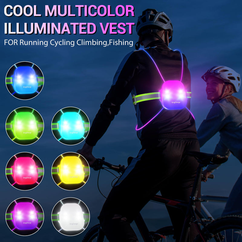 Running Vest for Women, Reflective Running Lights Vest for Night Runners, Running Light Gear Safety Reflective Vest for Men Medium-Large