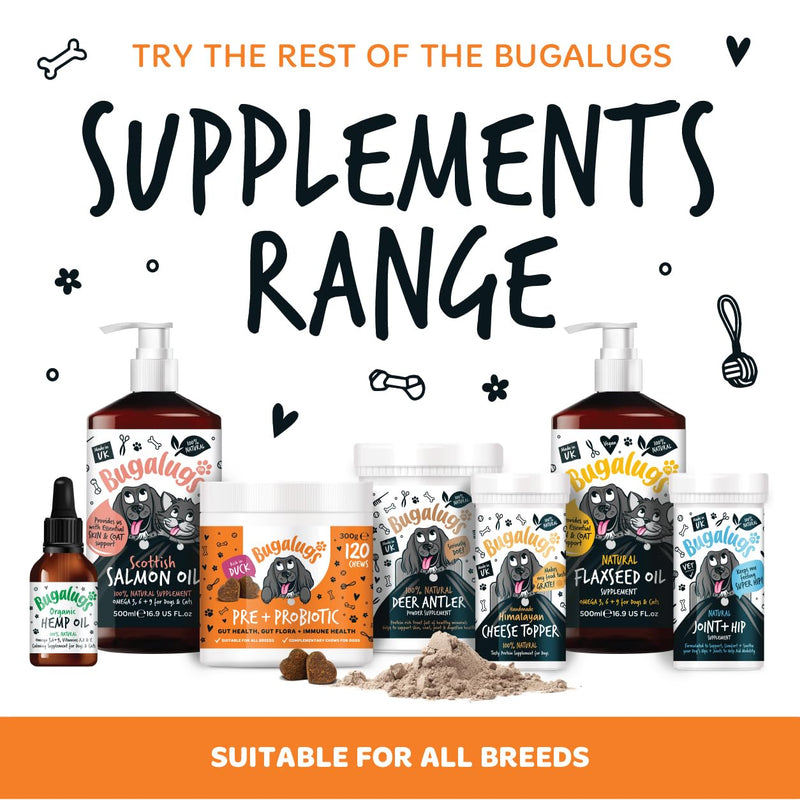 Bugalugs Probiotics For Dogs - Powder, Simple To Add To Food - Complete Daily Digestive Support With Probiotics & Prebiotics For Happy Healthy Dogs (80g) 80g