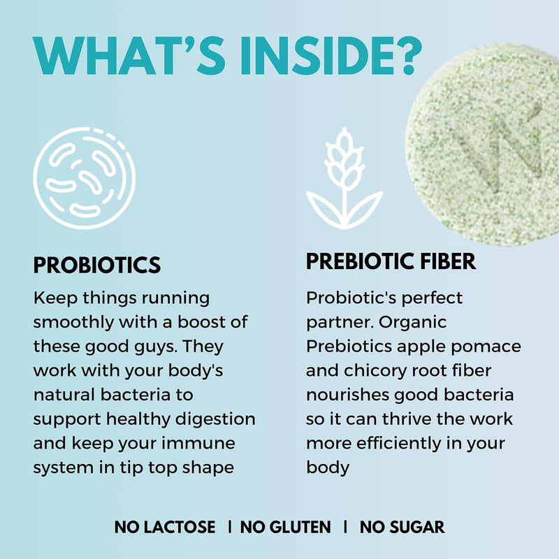 Wellbeing Nutrition Daily Probiotics + Prebiotics | Improve Metabolism, Acidity Relief, Digestion & Gut Health | 18 Billion CFU Organic Probiotics Supplement for Men & Women (21 Effervescent Tabs) 21 Count (Pack of 1)