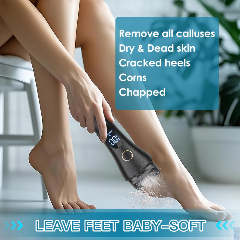 Electric Foot File Callus Remover for Feet - 6pcs Larger Grinding Head&3Speed, Pedicure Kit Foot Scrubber Deadskin Callus Remover, Foot Care Kit Pedicure Tools for Dead Skin Callus Hardskin Dry Cracks Black-6pcs Grinding Head - BeesActive Australia