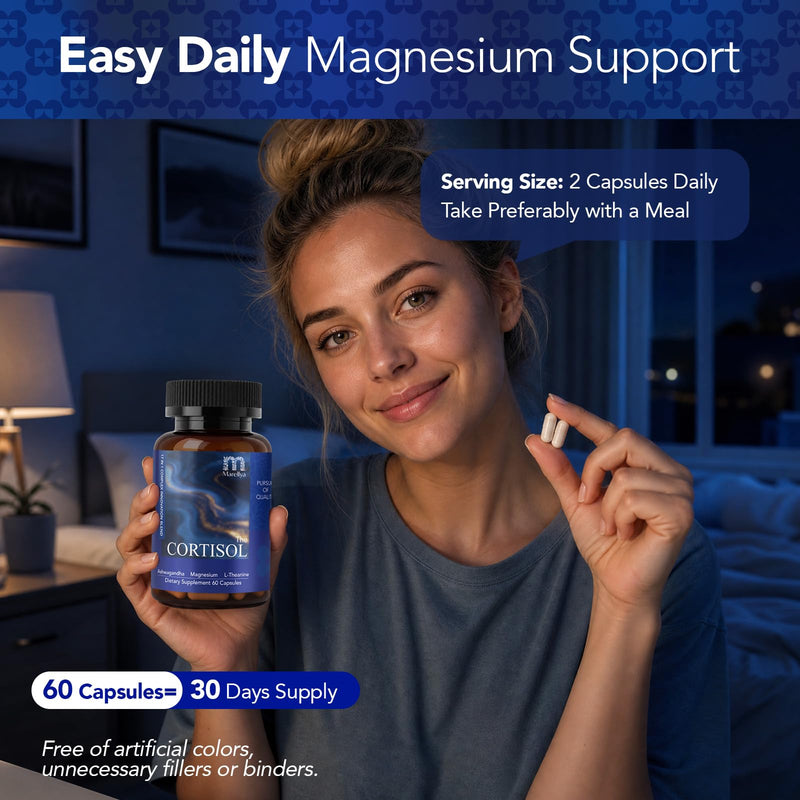 Cortisol Supplement for Women & Men – 17-in-1 Cortisol Manager with Ashwagandha, L-Theanine & Magnesium – Supports Stress Relief, Sleep & Adrenal Health – 60 Vegetarian Capsules