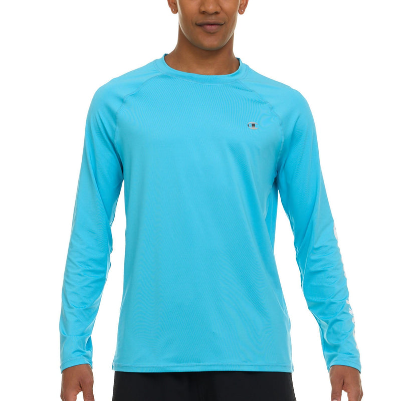 Champion Rash Guard for Men, Long Sleeve Mens Swim Shirt for Fishing Hiking UPF+ 50 SPF Sun UV Protection, Quick Dry Light Blue XX-Large