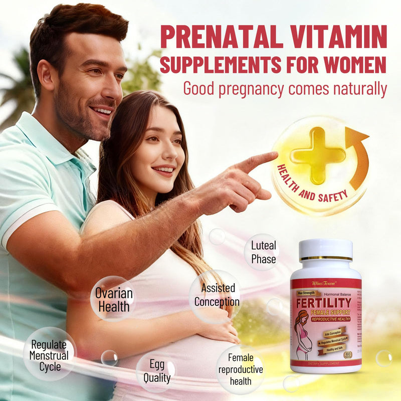 Fertility Tablets for Women, Female Prenatal Vitamin Supplements, Support Ovulation & Conception, 60 Tablets - BeesActive Australia