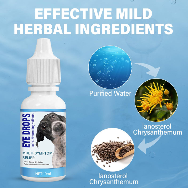 Dog Eye Drops, Pet Eye Drops for Dogs and Cats to Relieve Dry Eyes, Red Eyes and Itchy Eyes, Long Lasting Hydration, Gentle for Pets