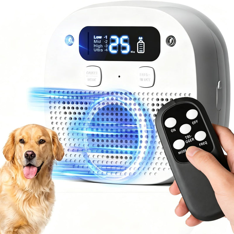 Dog Barking Control Devices, Anti Barking Device for Dogs with Remote Control, Ultrasonic & Sensor Technology, Rechargeable, Adjustable Modes & Frequencies, Bark Box Indoor Outdoor (Ivory) Ivory