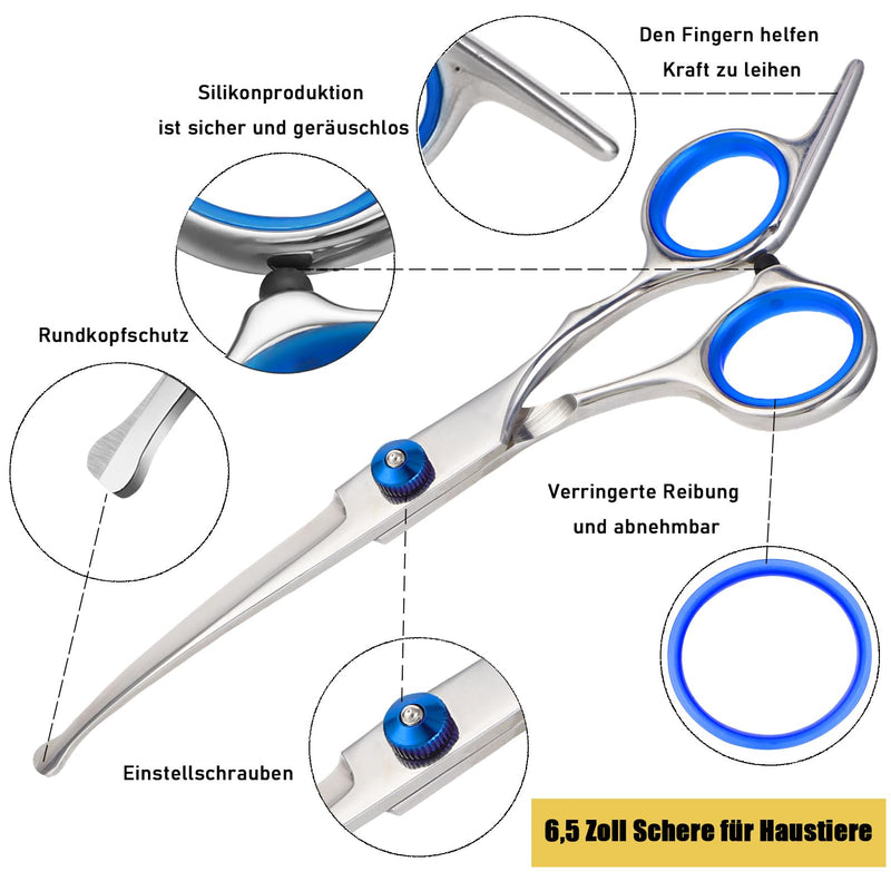 Virtue Yun Dog Scissors, Dog Grooming Scissors with Safety Tip, Curved Grooming Scissors, Stainless Steel, Silver Curved Scissors, Cat Grooming Scissors, Dog Grooming Scissors - BeesActive Australia