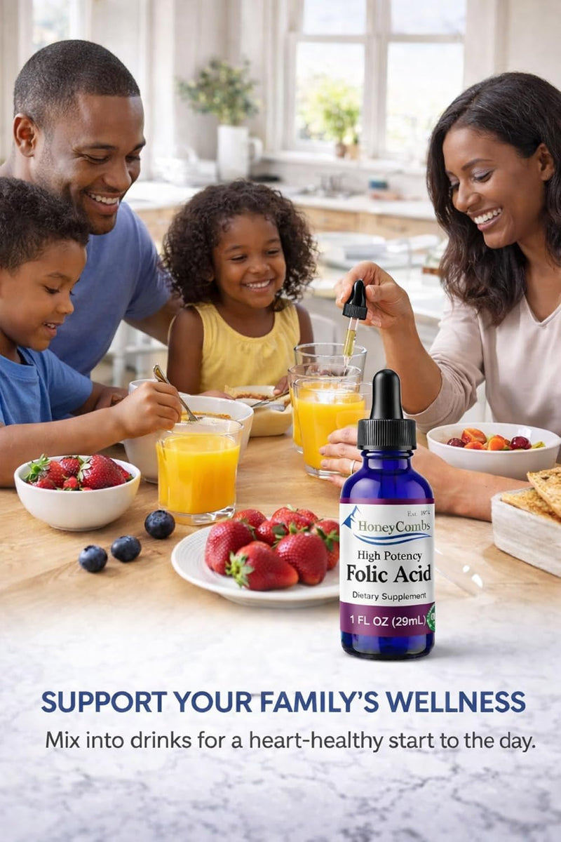 HoneyCombs Prenatal Folic Acid Liquid Drops, 1oz | Folate B9 Supplement, Pregnancy Support and Energy, Alcohol Free Vegetable Glycerin Base, Vegan, Made in USA, 36 Servings 1 Fl Oz (Pack of 1)