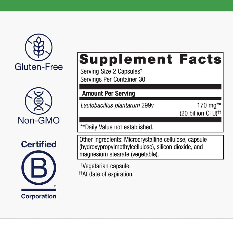 Metagenics UltraFlora Intensive Care Probiotic, 20 Billion CFU, 60 Capsules | Clinically Tested Lactobacillus plantarum 299v, Supports Digestive Health and Bowel Regularity, Gluten-Free, Vegetarian