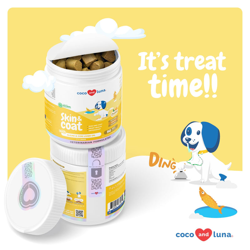 Omega 3 Fish Oil for Dogs - Skin & Coat Supplement with Cod Liver Oil, Algae Oil, EPA & DHA Fatty Acids for Dog Shedding, Itch Relief, Hot Spots, Skin Allergy, Joint & Heart Support - 90 Soft Chews - BeesActive Australia