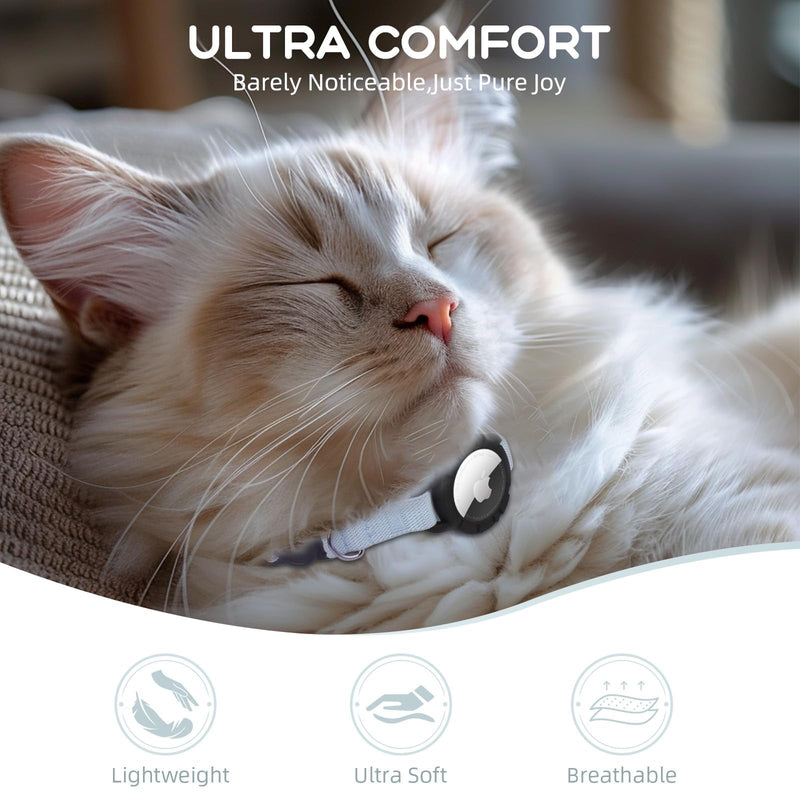 AirTag Cat Collar, Sucegi Stretchy Kitten Collar with Apple Air Tag Holder and Bell, Breakaway Design Ultra Elastic GPS Tracking Cat Collar for Cats and Puppies, (7.5-12.5 Inch), Blue - BeesActive Australia