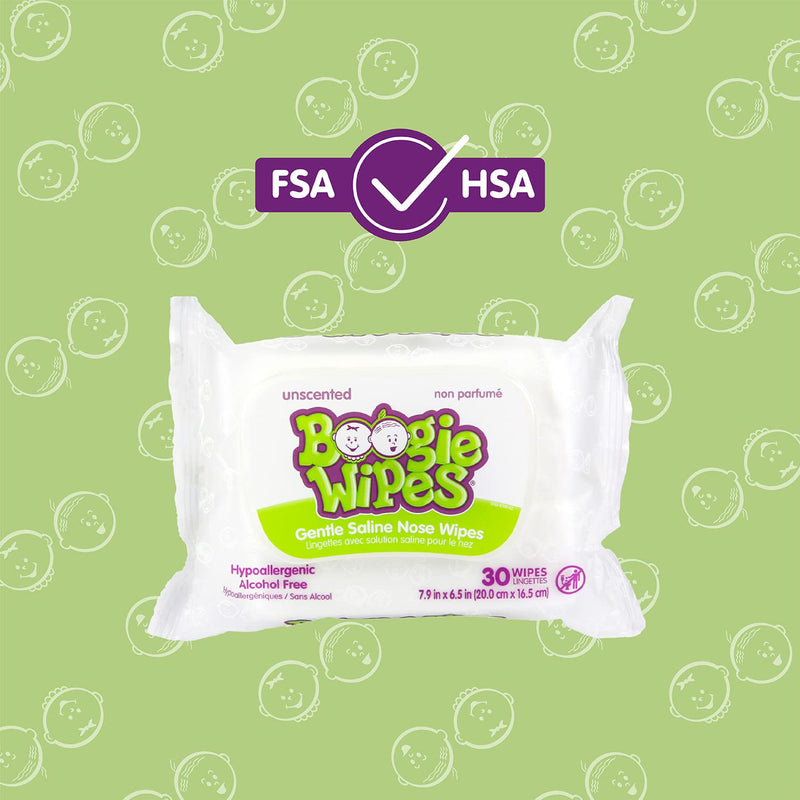 Baby Wipes by Boogie, Saline Wet Wipes for Nose, Face, Hand & Body, FSA/HSA Eligible, Made with Vitamin E, Aloe, Chamomile and Natural Saline, Unscented 30 Count Pack of 3 Boogie Wipes - BeesActive Australia