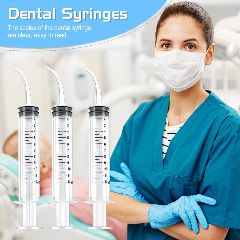 Konohan 50 Pieces 12ml Dental Syringe with Curved Tip Measurement Disposable Syringe Irrigation Syringe for Liquid Water Syringe Dental Irrigation Syringe for Oral Dental Care Tonsil Stone Feed Pets - BeesActive Australia